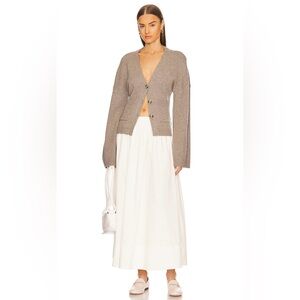 Helsa Cotton Poplin Midi Skirt in White